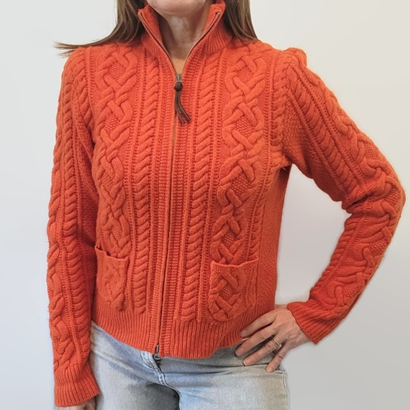 Ralph Lauren Rugby Wool Burnt Orange Zip-Up Sweater - Picture 3 of 14